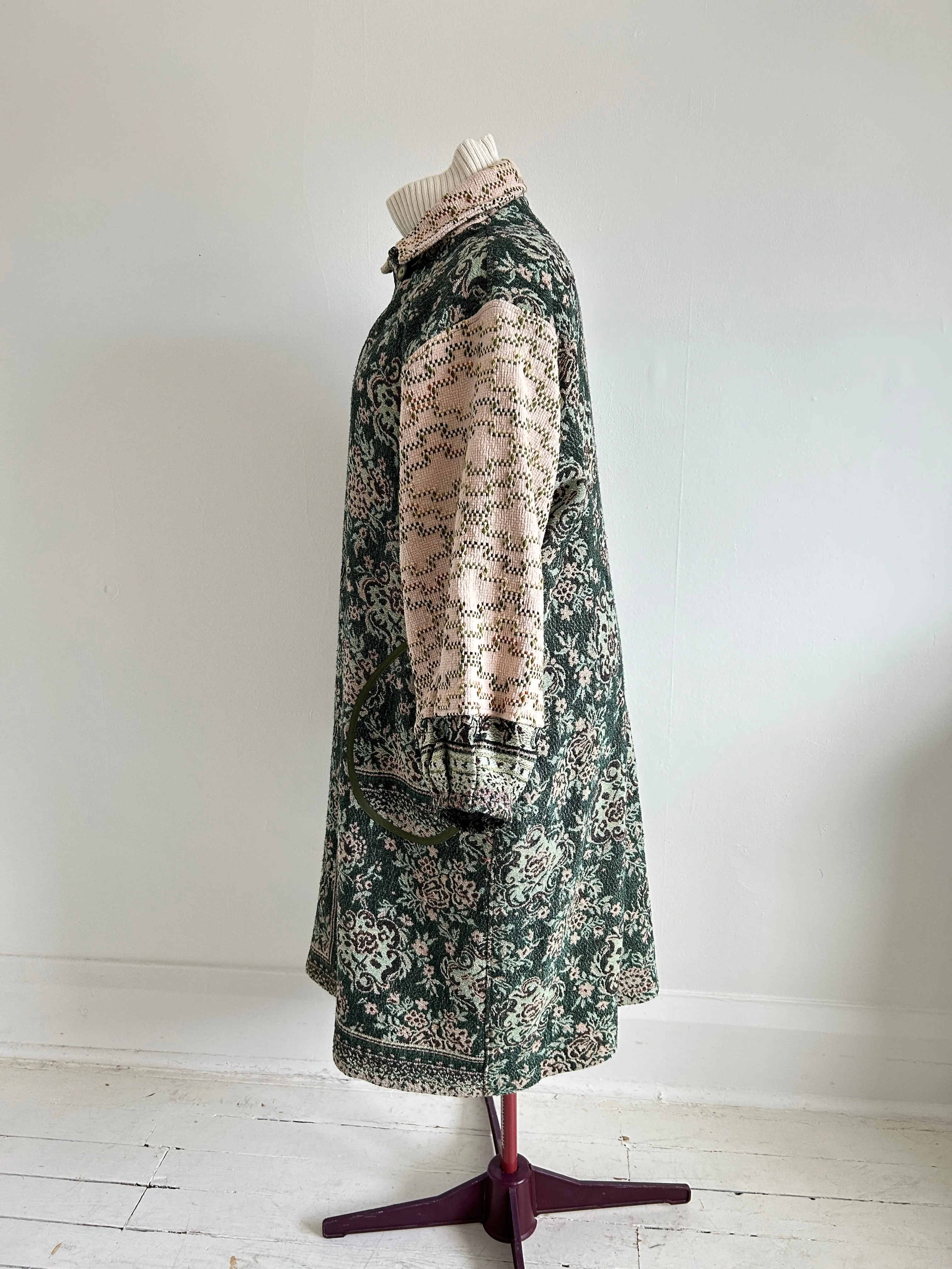 Trench with Vintage Throw Blankets Size 2X/3X #TRENCH4