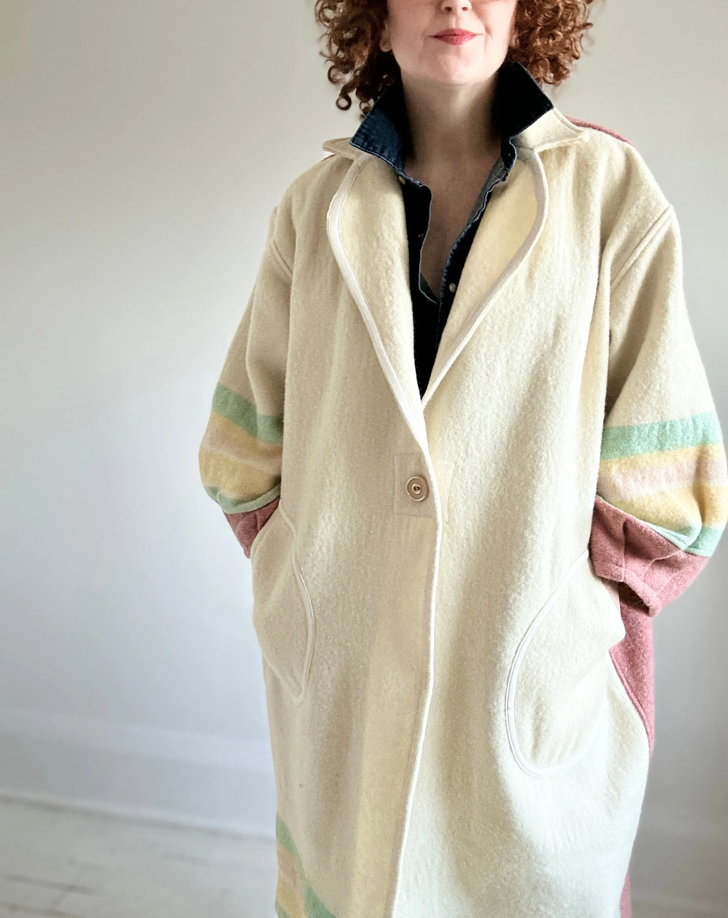 Trench with Vintage Wool Blankets Size 2X/3X #TRENCH8