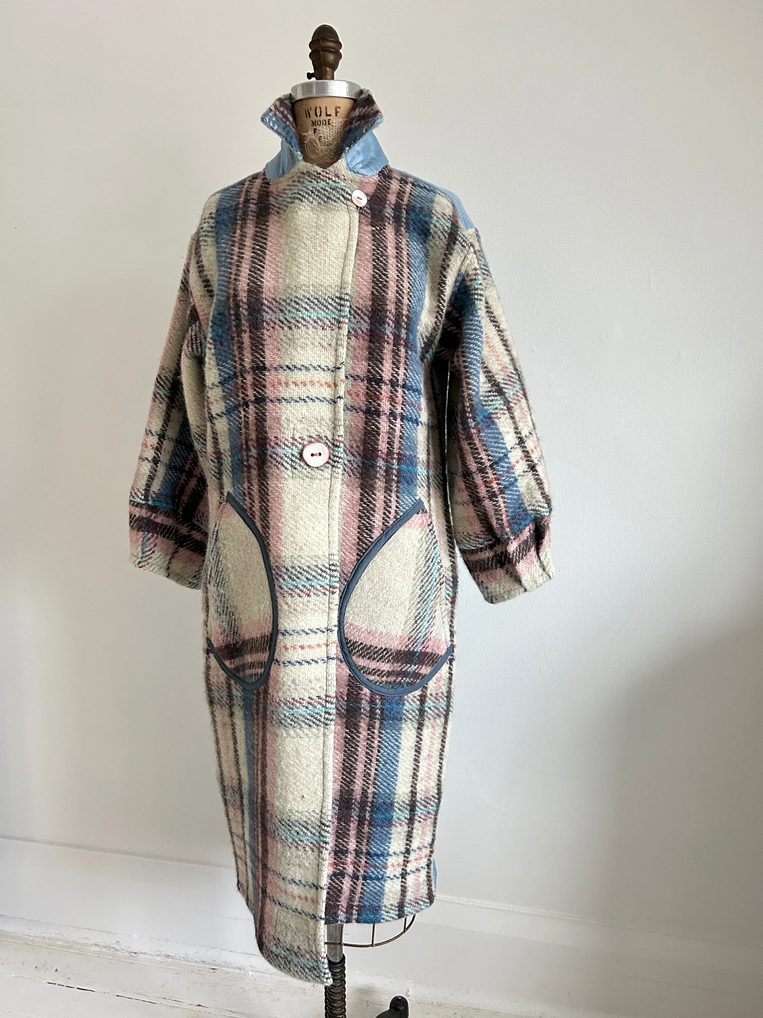 Trench with Vintage Wool Blankets Size S/M #TRENCH13