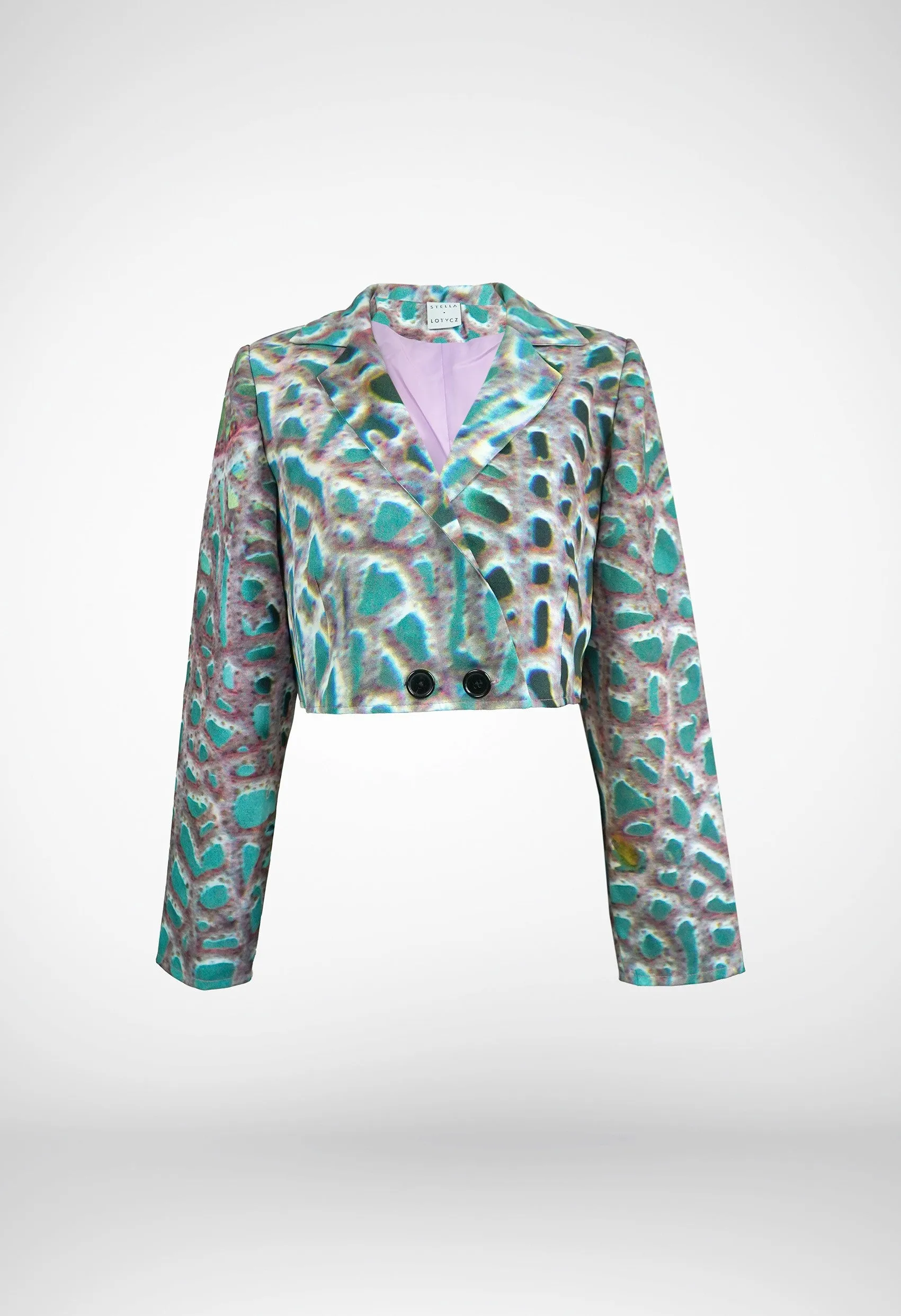 Turquoise Long Sleeve Cropped Blazer