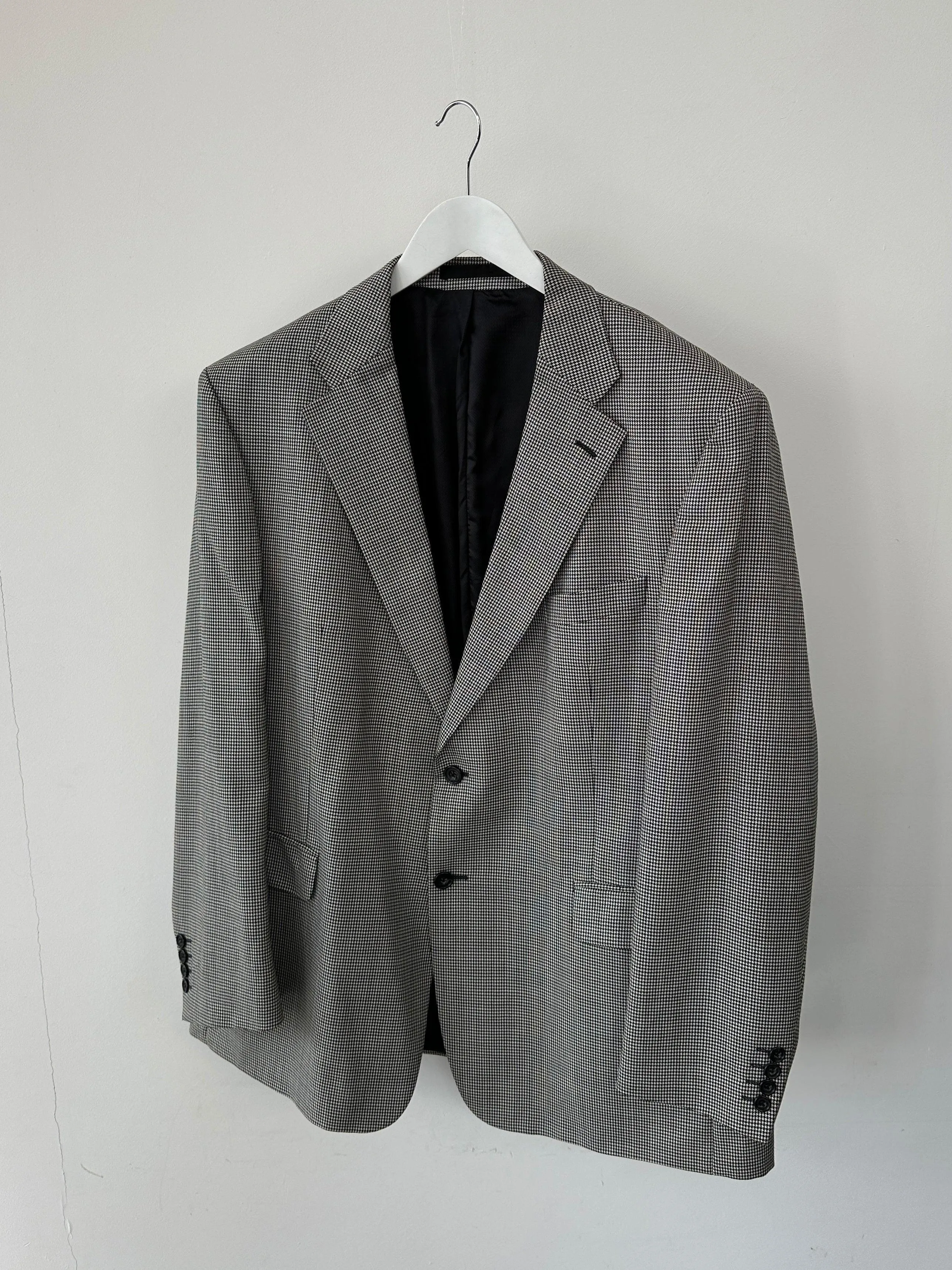 Vintage Pure Wool Dogtooth Single Breasted Blazer - XL