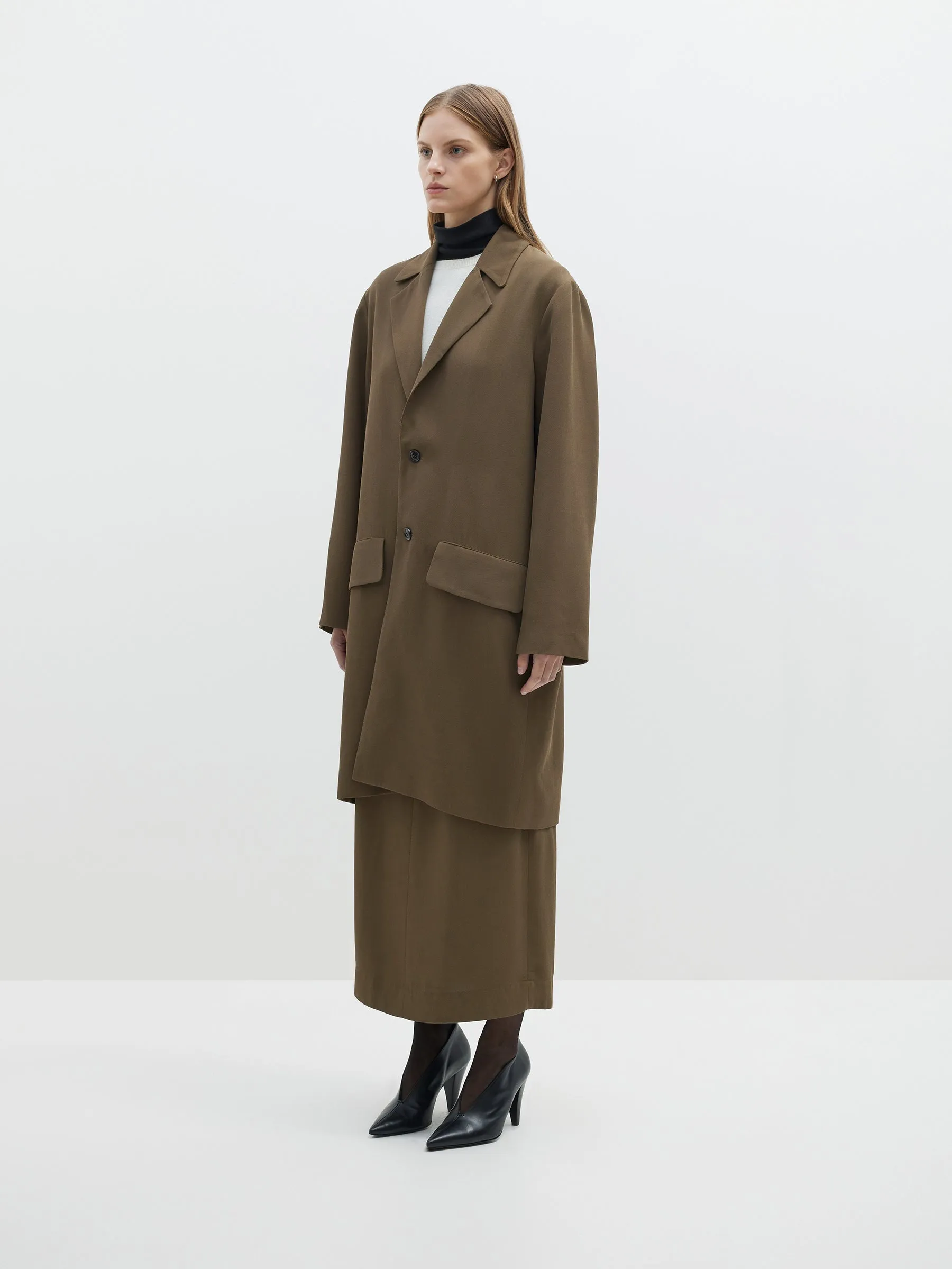 viscose twill travel trench